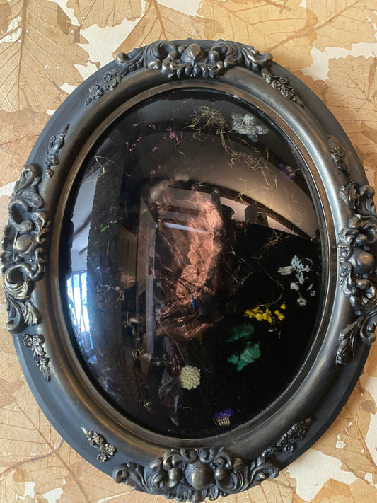Dark Pond Scrying Mirror Vintage Frame, Mirror Glass, Resin, Flora, Fauna by J. M. Liles